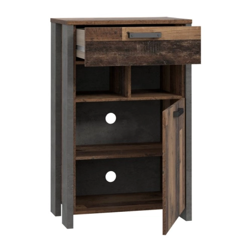 Szafka na buty z szufladą CLIF Old – Wood Vintage/Beton